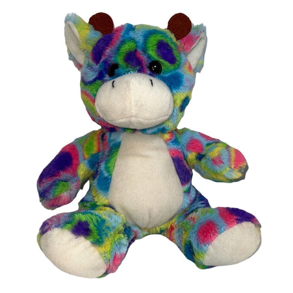 World Plush Very Rare Colorful 10” Rainbow Tye Dye Cow Double Tagged EUC